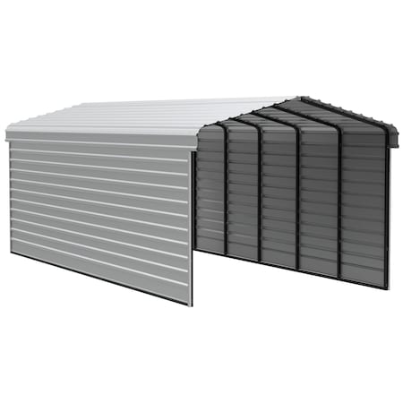 Arrow Storage Products Galvanized Steel Carport, W/ 2-Sided Enclosure, Compact Car Metal Carport Kit, 12'x29'x9', Eggshell CPH122909ECL2